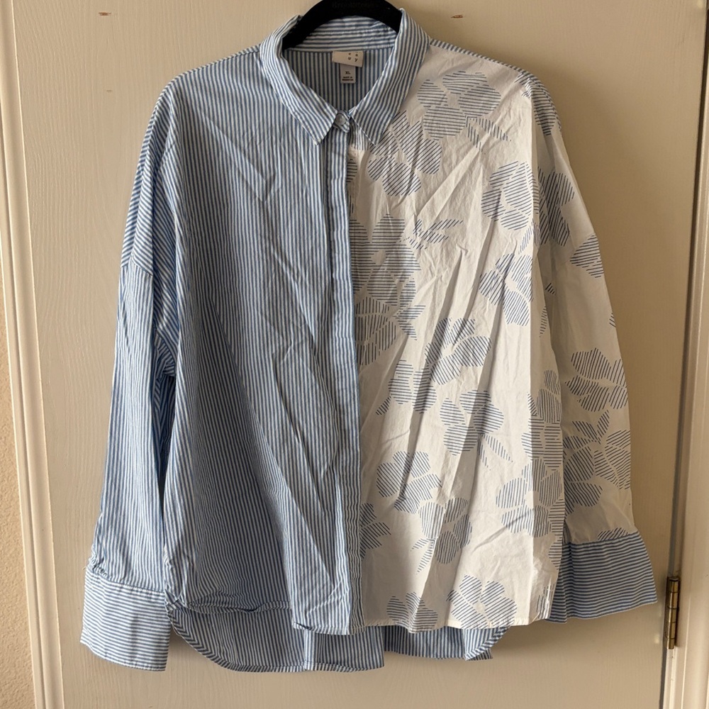 A New Day Blue and White Striped Women's Shirt | size xl